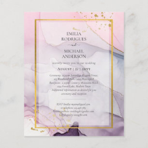 Prospectus 11,4 Cm X 14,2 Cm LeahG Encre rose violet lavande or INVITATION de m