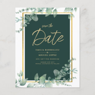 Prospectus 11,4 Cm X 14,2 Cm LeahG Eucalyptus Greenery Gold MARIAGE QR CODE