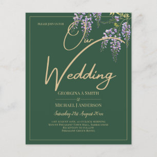 Prospectus 11,4 Cm X 14,2 Cm LeahG Green Purple WISTERIA Wedding INVITE