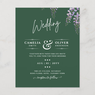 Prospectus 11,4 Cm X 14,2 Cm LeahG Green Purple WISTERIA Wedding INVITE