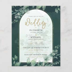 Prospectus 11,4 Cm X 14,2 Cm LeahG Greenery Gold PHOTO Mariage Invitation