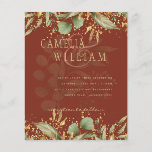 Prospectus 11,4 Cm X 14,2 Cm LeahG Greenery Gold Wedding Invite MANY COLORS