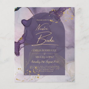 Prospectus 11,4 Cm X 14,2 Cm LeahG Ink Ombre violet Lavender Mariage or