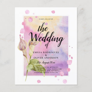 Prospectus 11,4 Cm X 14,2 Cm LeahG Invitation de mariage florale au lys calla r