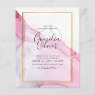 Prospectus 11,4 Cm X 14,2 Cm LeahG INVITATION Mariage Abstrait Encre ROSE Viole