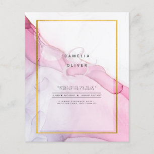Prospectus 11,4 Cm X 14,2 Cm LeahG INVITATION Mariage Abstrait Encre Rose Viole