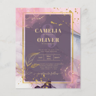 Prospectus 11,4 Cm X 14,2 Cm LeahG® Lavande ENCRE Mauve Violet Or Mariage