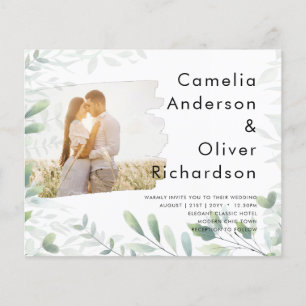 Prospectus 11,4 Cm X 14,2 Cm LeahG Photo Overlay GREENERY Wedding Invitation