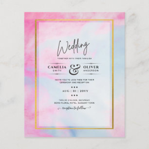 Prospectus 11,4 Cm X 14,2 Cm LeahG Pink Aqua Blue Gold INK Wedding INVITE