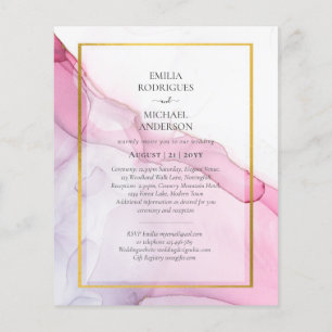 Prospectus 11,4 Cm X 14,2 Cm LeahG PINK Purple Encre Mariage Abstrait INVITE