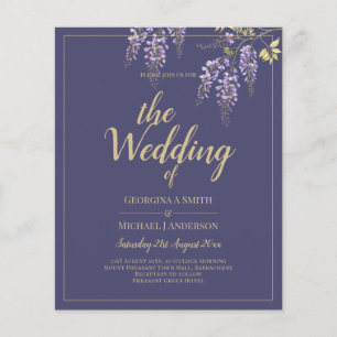 Prospectus 11,4 Cm X 14,2 Cm LeahG Purple Gold WISTERIA Floral Wedal INVITE