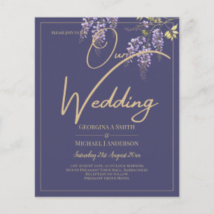 Prospectus 11,4 Cm X 14,2 Cm LeahG Purple Gold WISTERIA Floral Wedal INVITE