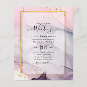 Prospectus 11,4 Cm X 14,2 Cm LeahG Rose Violet Lavande Or INVITATION Mariage