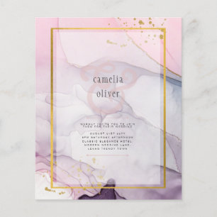 Prospectus 11,4 Cm X 14,2 Cm LeahG Rose Violet Lavande Or INVITATION Mariage