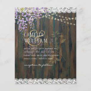 Prospectus 11,4 Cm X 14,2 Cm LeahG Rustic WISTERIA Dentelle Floral Wedding INVI