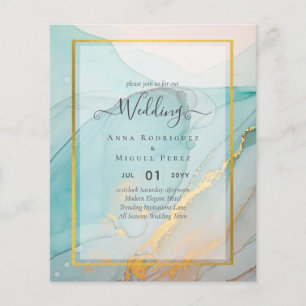 Prospectus 11,4 Cm X 14,2 Cm LeahG Verre de mer Turquoise Gold INK Mariage INVI