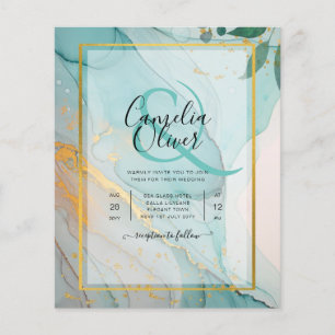 Prospectus 11,4 Cm X 14,2 Cm LeahG Verre de mer Turquoise Gold INK Mariage INVI