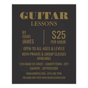 Prospectus 11,4 Cm X 14,2 Cm Leçons de guitare élégantes publicités