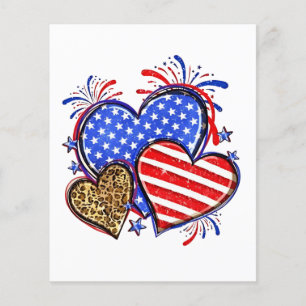 Prospectus 11,4 Cm X 14,2 Cm Leopard American Flag Heart 4 juillet USA