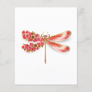 Prospectus 11,4 Cm X 14,2 Cm libellule de fleurs avec sakura de bijoux