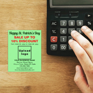 Prospectus 11,4 Cm X 14,2 Cm Light Green St. Patrick's Day Business Sale Flyer