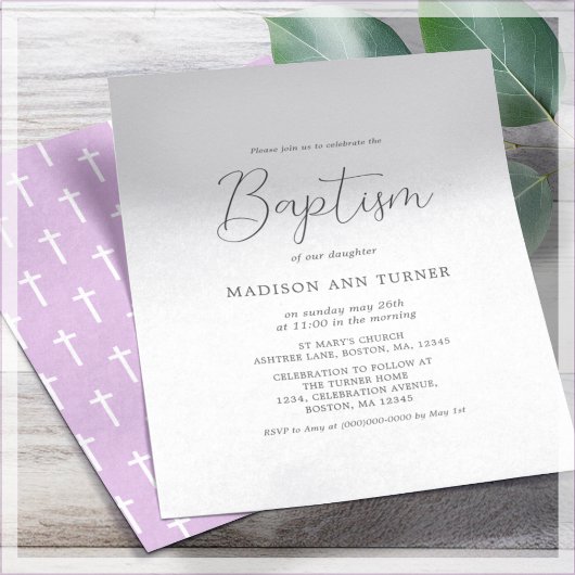 Prospectus 11,4 Cm X 14,2 Cm Lilac simple | Invitation au baptême