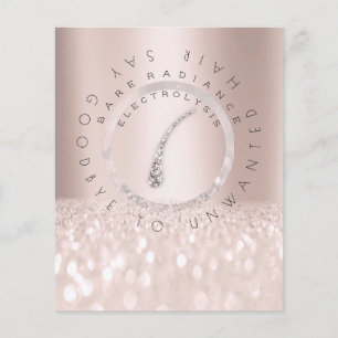 Prospectus 11,4 Cm X 14,2 Cm Liste de prix Salon de beauté Rose Glitter Épilati