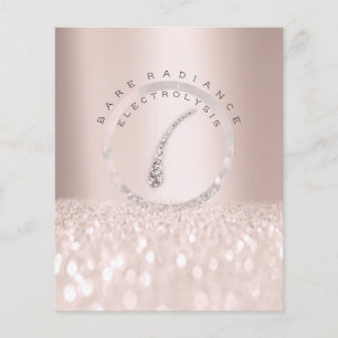 Prospectus 11,4 Cm X 14,2 Cm Liste de prix Salon de beauté Rose Glitter Épilati