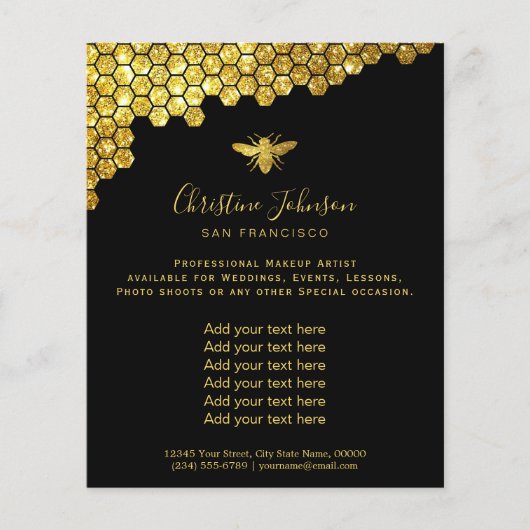 Prospectus 11,4 Cm X 14,2 Cm logo abeille sur le prospectus arrière - plan noir (Devant)