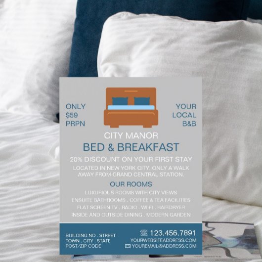 Prospectus 11,4 Cm X 14,2 Cm Logo, Bed & Breakfast Hébergement Advert