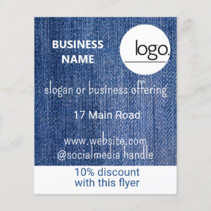 PROSPECTUS 11,4 CM X 14,2 CM LOGO BLUE DENIM PROMOTIONNEL DU COMMERCE D'AFFAIRE