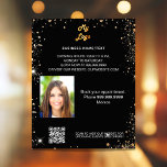 Prospectus 11,4 Cm X 14,2 Cm Logo commercial de promotion de code qr en or noir<br><div class="desc">Personnalisez et ajoutez votre logo,  nom,  adresse,  texte,  photo,  votre propre code QR à votre site Web. Arrière - plan noir,  texte blanc. Décoré avec des étincelles de parties scintillant en faux or.</div>