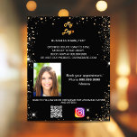 Prospectus 11,4 Cm X 14,2 Cm Logo commercial instagram en or noir<br><div class="desc">Personnalisez et ajoutez votre logo,  nom,  adresse,  texte,  photo,  votre propre code QR à votre compte instagram. Arrière - plan noir,  texte blanc. Décoré avec des étincelles de parties scintillant en faux or.</div>