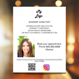 Prospectus 11,4 Cm X 14,2 Cm Logo de l'entreprise photo qr code instagram blanc
