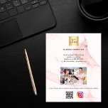 Prospectus 11,4 Cm X 14,2 Cm Logo de l'entreprise photo qr code instagram marbr<br><div class="desc">Personnalisez et ajoutez votre logo,  votre nom,  votre texte,  votre photo,  votre propre code QR à votre compte instagram. Arrière - plan en marbre rose vif.</div>