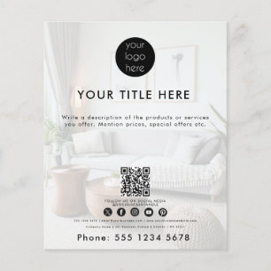 Prospectus 11,4 Cm X 14,2 Cm Logo de l'entreprise QR Code Médias sociaux photo 