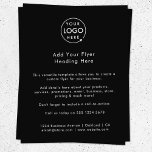 Prospectus 11,4 Cm X 14,2 Cm Logo d'entreprise | Noir minimaliste Promotionnel<br><div class="desc">Un simple modèle de prospectus d'affaires noir personnalisé dans un style minimaliste moderne qui peut être facilement mis à jour avec le logo de votre entreprise, les coordonnées et le texte personnalisé du prospectus. La solution idéale pour toute entreprise d'inclure des détails sur vos produits, services, promotions, prix d'événement et...</div>