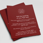 Prospectus 11,4 Cm X 14,2 Cm Logo d'entreprise | Personnalisé rouge simple<br><div class="desc">Un simple modèle de prospectus d'entreprise en texte blanc et rouge bordeaux dans un style simple et minimaliste qui peut être facilement modifié et mis à jour avec votre propre logo d'entreprise, les détails du produit, les prix et plus encore! Choisissez la taille du prospectus et le type de papier...</div>