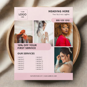 Prospectus 11,4 Cm X 14,2 Cm Logo Entreprise Marketing Rose Photo