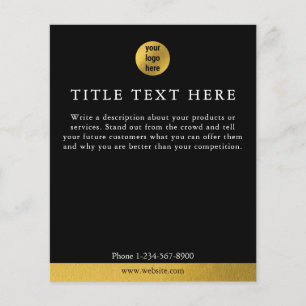 Prospectus 11,4 Cm X 14,2 Cm Logo marketing de luxe Black & Gold Business