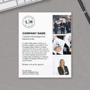Prospectus 11,4 Cm X 14,2 Cm Logo Moderne Photo Blanc Entreprise Professionnell