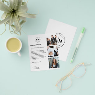 Prospectus 11,4 Cm X 14,2 Cm Logo Moderne Photo Professionnel Entreprise Blanc