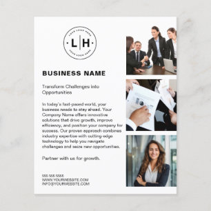Prospectus 11,4 Cm X 14,2 Cm Logo Personnalisé Moderne Photo White Business