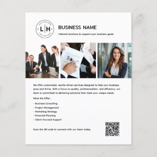Prospectus 11,4 Cm X 14,2 Cm Logo personnalisé Photo QR Entreprise Blanc Profes