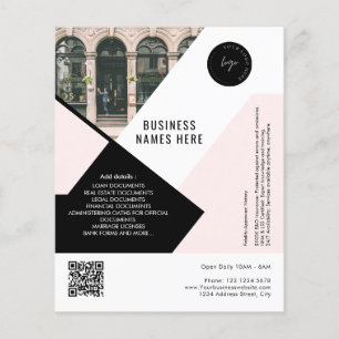 Prospectus 11,4 Cm X 14,2 Cm Logo personnalisé QR Code Photo Rose Simple Profes