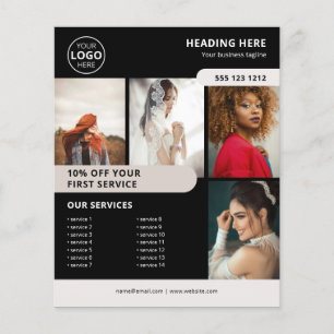 Prospectus 11,4 Cm X 14,2 Cm Logo Photo Entreprise Marketing Noir