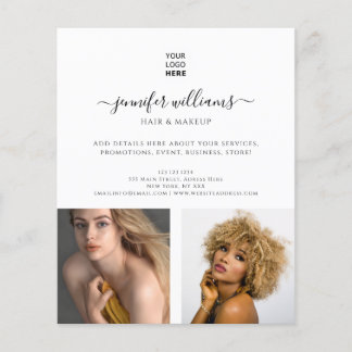 Prospectus 11,4 Cm X 14,2 Cm Logo photo personnalisé moderne en blanc promotion