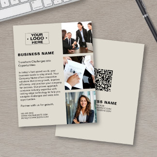 Prospectus 11,4 Cm X 14,2 Cm Logo photo personnalisé QR Entreprise moderne