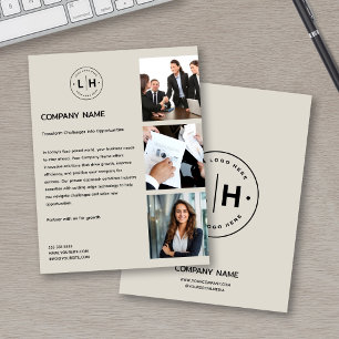 Prospectus 11,4 Cm X 14,2 Cm Logo Photo Professionnel Entreprise Moderne Person