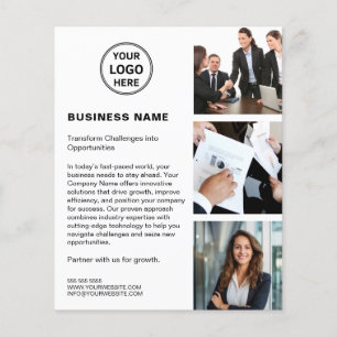Prospectus 11,4 Cm X 14,2 Cm Logo Photo QR Moderne Entreprise Blanc Moderne Com